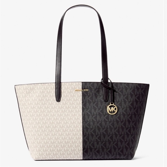 Michael Kors Jet Set Medium Two-Tone Logo Tote Shoulder Bag - Picture 2 of 4